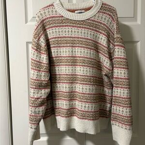 American Eagle Outfitters Patterned Sweater - Cream and Red